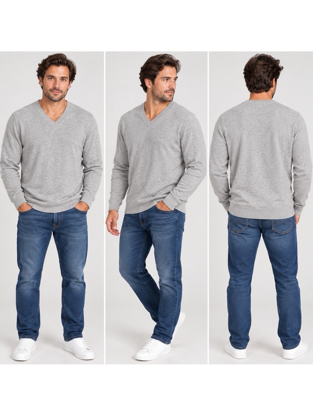 Merona Men’s XL Gray V Neck Sweater 100% Cotton Lightweight Knit Pullover